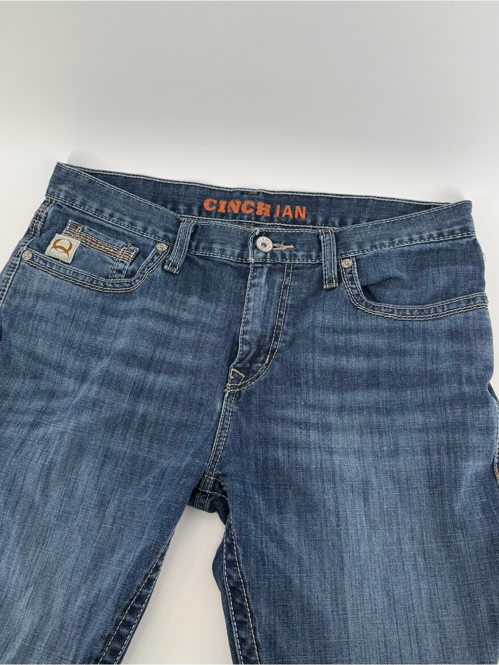 Cinch Ian Jeans Mens 36x34 Blue Medium Wash Slim Bootcut Stretch Western Denim